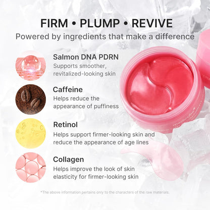 Eye Patch PDRN Caffeine Collagen - Firming Gel Patches, | Age-Defying Care with Retinol & Collagen - Gel Patches for the Appearance of Dark Circles, Undereye Bags, Korean Skincare